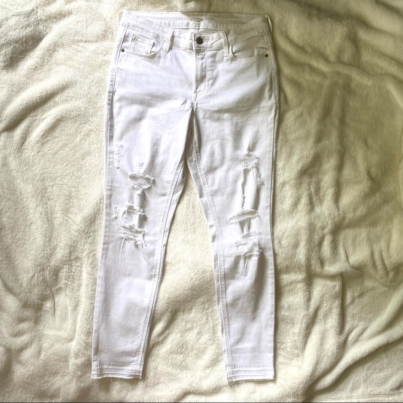 White Distressed Skinny Jeans Old Navy - Picture 1 of 5